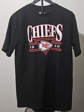 NFL Chiefs Black T-Shirt with Red and White Logo
